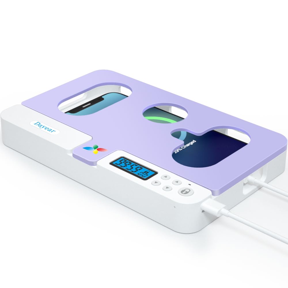 Dayear Phone Lock Box with Timer, Portable Self-Control Timed Locker Box Phone Jail to Help Kids/Students/Audlts Prevent Phone Addiction/Temptation(Purple)