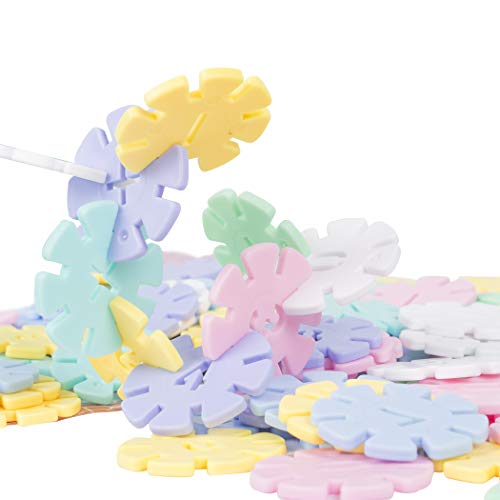HAPPYMATY Macaron Digital Snowflakes Building Blocks Interlocking Plastic Disc Set Children's Educational Toys 1000PCS