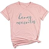 Wedding Bridal Party Gifts Women Funny Honeymooning Tshirt O Necck Short Sleeve Tops T-Shirt Size XL (Pink)
