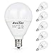 Ascher E12 LED Candelabra Light Bulbs 60 Watt Equivalent, Candelabra Base Round Bulb, 550 Lumens, Warm White 2700K, G14 Decorative Bulb for Ceiling Fan, Non-dimmable, Pack of 5