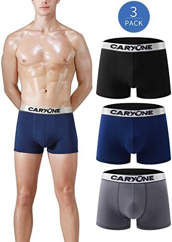 CARYONE Mens Micro Modal Quick Dry Soft Boxer, Antibacterial U Pouch Active Performance Underwear Boxer Briefs (3-Pack)