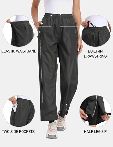 MoFiz Women's Rain Trousers Waterproof Overpants Lightweight Waterproof Pants for Cycling Hiking Bike Outdoor Camping Trekking
