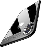 TOZO for iPhone X Case, Soft Grip Matte Finish TPU + PC Clear Hard Back Panel Hybrid Ultra-Thin [ Slim Fit ] Protect Cover Back-Transparent Bumper for iPhone 10 / X [Black Edge]