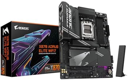 GIGABYTE X870 AORUS Elite WIFI7 AMD AM5 LGA 1718 Motherboard, ATX, DDR5, 4X M.2, PCIe 5.0, USB4, WIFI7, 2.5GbE LAN, EZ-Latch, 5-Year Warranty