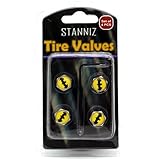 Stanniz(TM) Keychain + Yellow Bat Anti Theft Wheel Tire Metal Alloy Stem Valve Cap