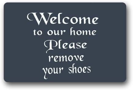 Custom Machine-washable Door Mat Welcome Please Remove Your Shoes Indoor/Outdoor Decor Rug Doormat 23.6"(L) x 15.7"(W)