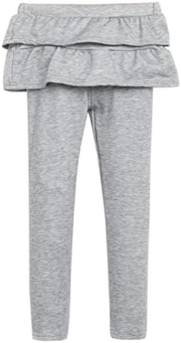 Dudebabe Little Girls Warm Leggings Ruffle Tutu Trousers Pantskirts Culottes Skirs Light gray 3Y