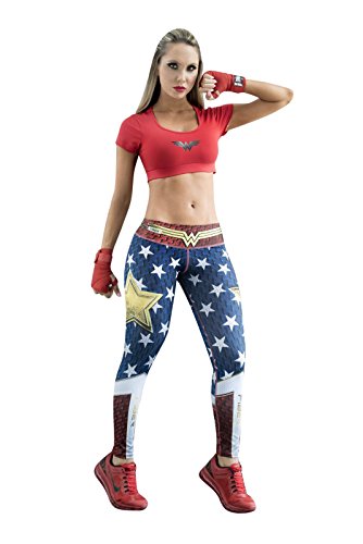 Fiber Colombian Activewear Printed Leggings SuperHero Comics Gym Workout Tights Pants