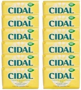 Cidal Natural Antibacterial Soap Bars 125g x 12 - Neutralises odours, Fresh by BIG DISCOUNTS UK