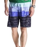 Boardshorts Men - Striped Board,Beach Shorts,Swim Trunks with Mesh Lining.