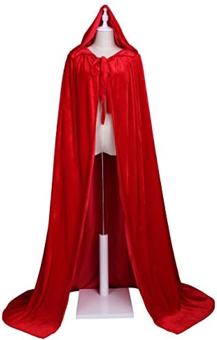 LuckyMjmy Unlined Velvet Medieval Renaissance Hooded Cloak Cape