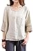 Soojun Women's Essential Casual Loose Solid Cotton Linen Tops Blouses Beige,Beige,One Size