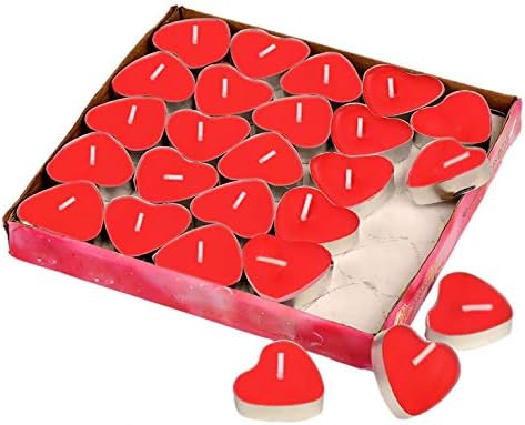 Gearmax 50 Pcs Love Heart Shape Tealights Love Candles Bulk Floating Smokeless Scented Romantic Candles Valentines Mothers Day Christmas Wedding Birthday Party Decoration (Red) - Image 3