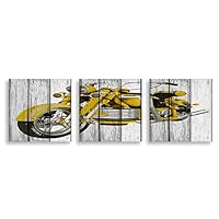 3 Piece Canvas Wall Art - Vehicle on Vintage Wood Background - Canvas Prints Home Artwork Decoration for Living Room,Bedroom - 12