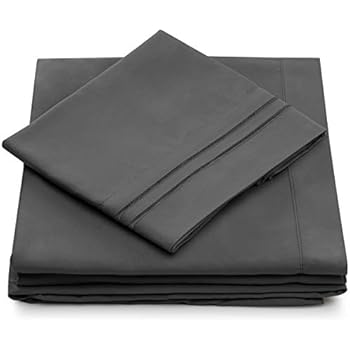 Cosy House Collection Queen Size Bed Sheets - Grey Luxury Sheet Set - Deep Pocket - Super Soft Hotel Bedding - Cool & Wrinkle Free - 1 Fitted, 1 Flat, 2 Pillow Cases - Charcoal Queen Sheets - 4 Piece
