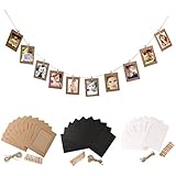 Get Orange 30 pcs DIY Paper Photo Frame Wall Deco with Mini Clothespins and Stickers - Fits 4