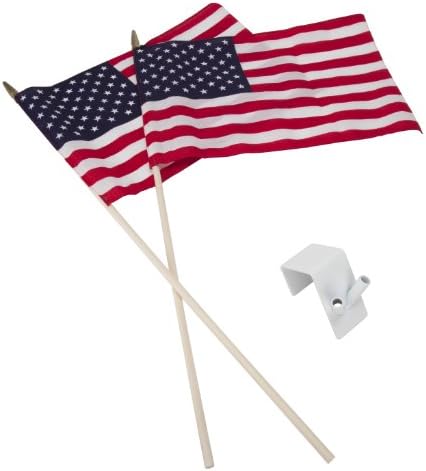 MIDE Products 13FHW-1 Aluminum Double Flag Holder with Flags Each White