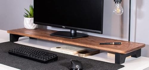 carpentray Wooden Computer Long Monitor Stand, Monitor Riser Desk Shelf ...