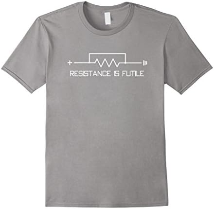 Mens Resistance is Futile funny resistor t-shirt Large Slate
