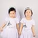 Valdler 2-Tier Beaded Veil with Attached Floral Headband for Girl White
