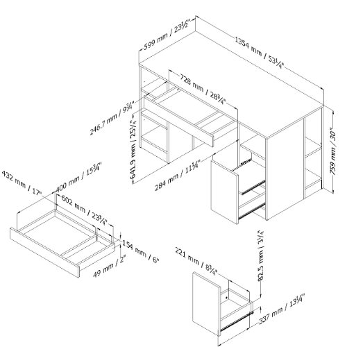 South Shore Crea Collection Craft Table, White