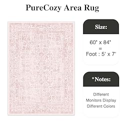 PureCozy Pink Area Rug 9x12 Indoor Vintage Living