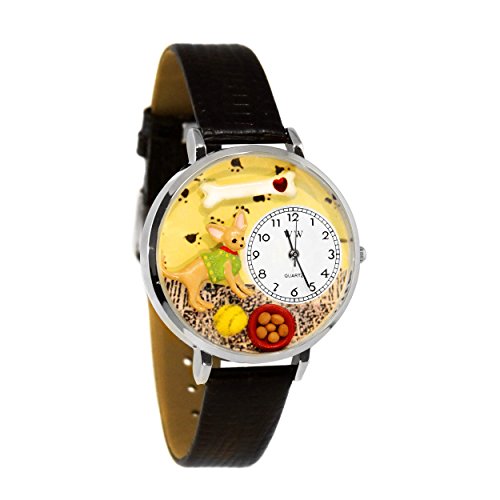 Whimsical Watches Unisex U0130023 Chihuahua Black Skin Leather Watch
