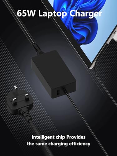 65W Surface Pro Charger, Microsoft Charger Compatible Compatible with Surface Pro 11/10/9/8/7+/7/6/5/4/3/X,Surface Laptop1/2/3/4/5,Surface Go1/2/3 & Surface Book1/2/3 Tablet Laptop Charger