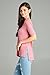 Emmalise Womens High Low Scoop Neck Top w Strap Back, Side Slit, 1/2 Sleeve Shirt - Jr Size