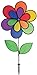In the Breeze Double Wheel Rainbow Flower with Leaves - Ground Stake Included - Colorful Wind Spinner for Your Yard and Garden,2829
