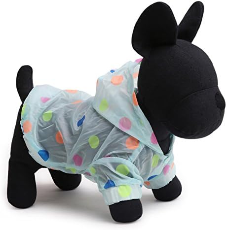 Tromy Polka Dots Pet Clothes Dog Raincoat Sunproof Hoodie Blue,XXS
