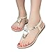 Fashion Brand Best Show Women's Summer Style Elastic T-strap Bohemia Beaded Owl Flat Sandals (8 B(M) US, Beige)