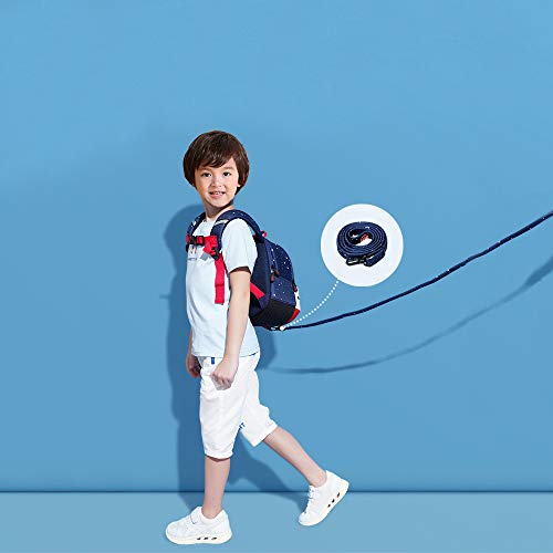 JiePai Toddler Kids Backpack with Safety Harness Leash,Waterproof 3D Cartoon Boys/Girls Backpack Lightweight Cute Animal Backpack for Travel/Nursery/Kindergarten/Preschool,Age 2-6 (UFO-Blue) - Thumbnail 5