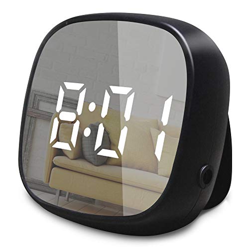 GLOUE Travel Alarm Clock Small Bedside Digital Alarm Clock Dimmable Kitchen LED Alarm