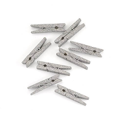Hortense B. Hewitt 8 Count Glitter Clothespins, Mini, Silver