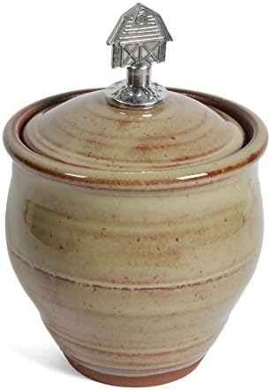 Oregon Stoneware Studio Sugar Bowl with Pewter Barn Finial, Latte