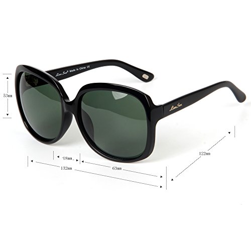 LianSan Acetate Oversized Women's Sunglasses Uv400 Protection Polarized Sunglasses Simple Sunglasses Lsp301H (POLARIZED BLACK) - Thumbnail 6