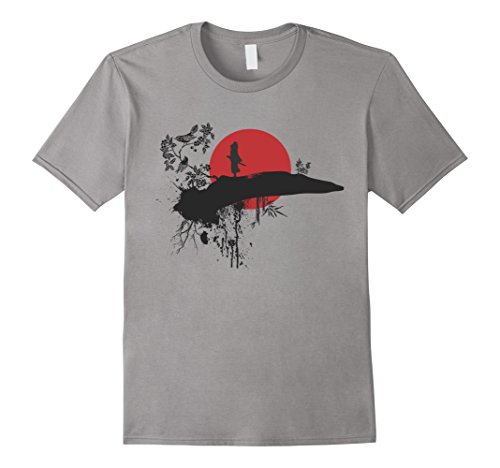 Mens Japanese Samurai Dream Rising Sun T-Shirt Large Slate