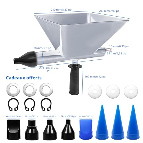 Electric Mortar Sealer Gun with 8 Removable Nozzles, Portable Electric Mortar Gun Funnel Shape for Mortar Seals Sealing Tools