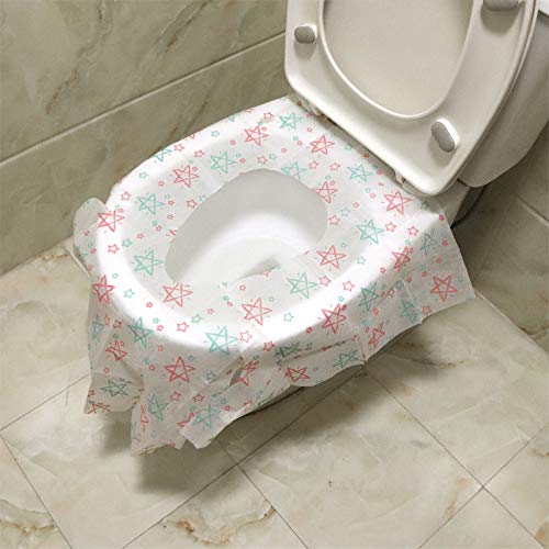 [40 Packs] Disposable Toilet Seat Covers Extra Large Size Potty Seat Cover Perfect for Adults Toddlers and Kids Potty Training with Individually Wrapped Home Travel Use (Star)