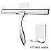 Baban Shower Squeegee with 2 Strong Adhesive Holder Hooks, Stainless Steel Glass Squeegee Window Squeegee - All-Purpose Squeegee for Bathroom/Kitchen/Car Glass/Mirror/Shower Door, 9.6 Inch, Chrome