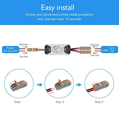 Smart RF Relay Switch eMylo Wireless Remote Control Switch DC 12V RF Receiver 433Mhz Relay Module Home Automation with Two Transmitters Two Channels 1 Pack