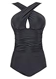 COCOPEAR Women's Elegant Front Cross One Piece Monokinis Swimsuit Swimwear(FBA)