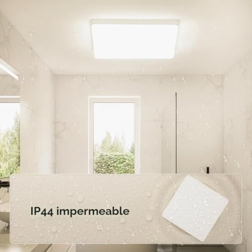 Luz de teto LED 48 W: Candeeiro de teto LED moderno 3000 K 3000 cm, luz de teto LED 4800 lm para quarto, casa de banho, cozinha, sala de estar, varanda, quadrado, branco