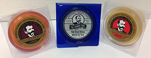 Col. Conk All Natural Shave Soap high Desert Breeze + Traditional Amber and Bay Rum 2.25 Ounces (Variety 3 Pack)
