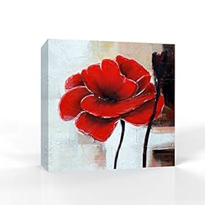 Canvas Wall Art Elegant Red Flowers Pictures Home Wall Decorations for Bedroom Living Room Paintings Canvas Prints Framed - 12x12 inches