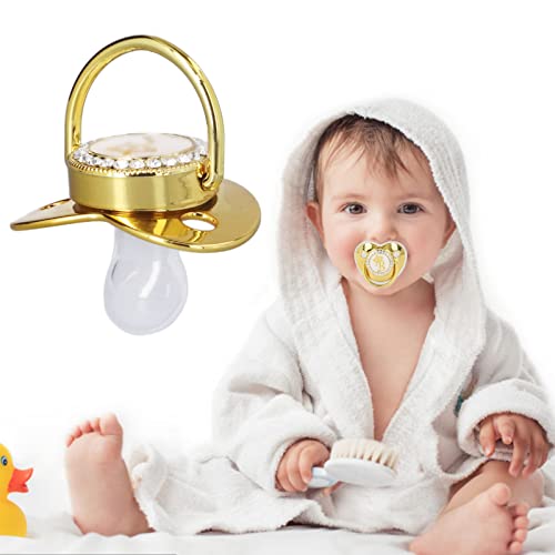 Golden Letter Pacifier, Rhinestone Exquisite Silicone Baby Pacifier