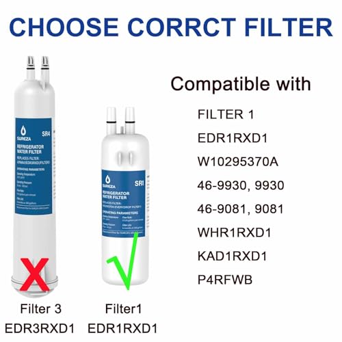 Refrigerator Water Filter Compatible with Everydrop® Filter 1, EDR1RXD1, W10295370A, WHR1RXD1, P8RFWB2L, W10295370, EDR1RXD1B, P4RFWB, Kenmore® 46-9081, 46-9930, 3Pack