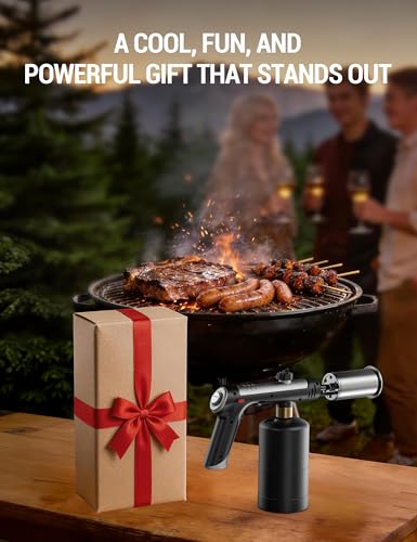 ThermoMaven Propane Torch with One-Touch Max Fire, Cooking Blow Torch Gun with a Safety Lock, Charcoal Lighter, Flame Thrower, Kitchen Food Torch Head for Grill, Sous Vide, BBQ (Tank Not Included)