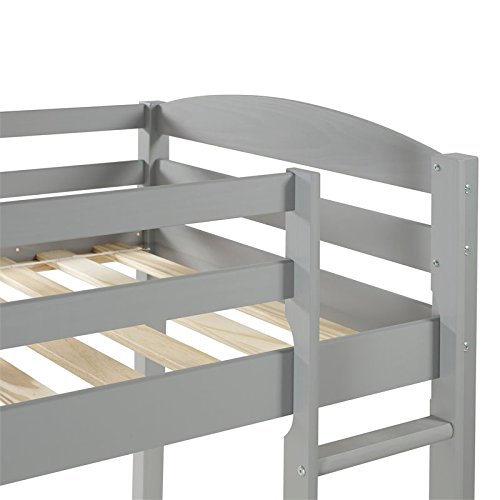 Pemberly Row Kids Junior Low Loft Twin Bunk Bed Solid Wood with